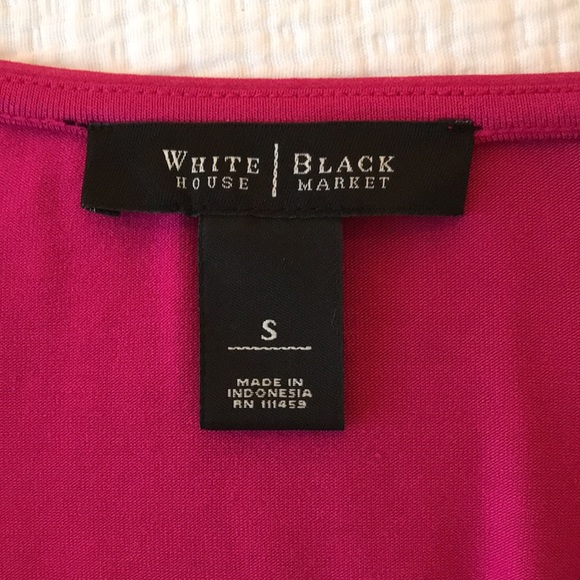 White House Black Market Fuchsia 3/4 Sleeve scoop-back neckline lightweight Top - Picture 8 of 12
